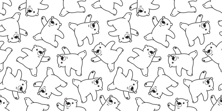 bear seamless pattern vector polar bear run Happy panda teddy scarf isolated tile background cartoon illustration doodle repeat wallpaper
