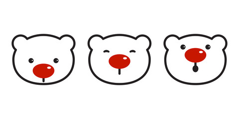 bear vector polar bear christmas icon logo red nose symbol cartoon illustration