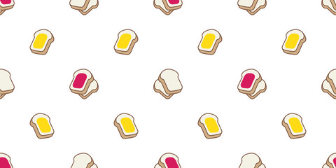 bread seamless pattern vector food bakery bake jam cartoon scarf isolated illustration background wallpaper