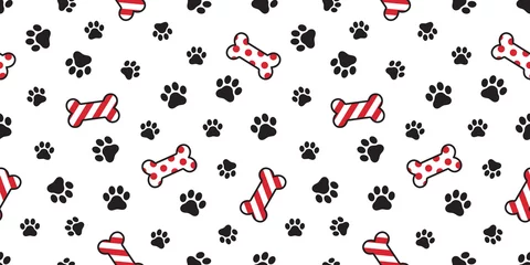Deurstickers Honden Hond poot naadloze patroon vector Christmas Santa Claus Xmas hond bot Franse bulldog tegel achtergrond sjaal geïsoleerde illustratie cartoon herhalen wallpaper