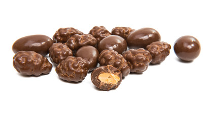 chocolate covered nuts isolated