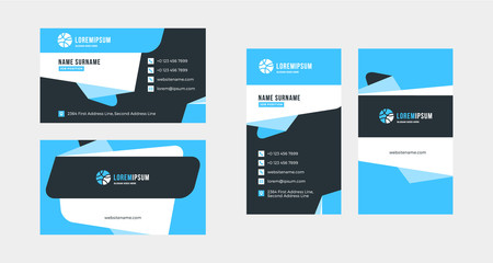 Double-sided creative business card template. Portrait and landscape orientation. Horizontal and vertical layout. Vector illustration