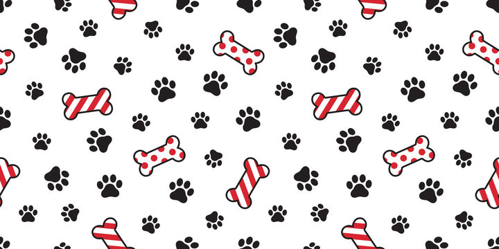 Dog paw seamless pattern vector Christmas Santa Claus Xmas dog bone french bulldog tile background scarf isolated illustration cartoon repeat wallpaper