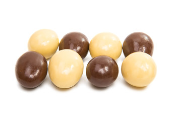 chocolate covered nuts isolated