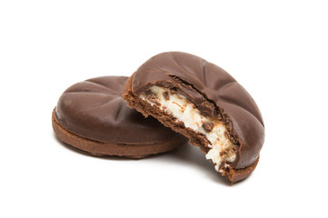 chocolate covered cookies isolated