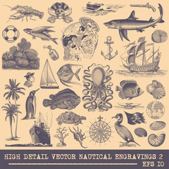 Collection of Nautical vector engravings