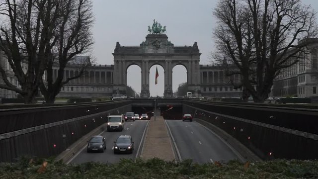 Brussels, Belgium - 02/14/2017 View of Cinquantenaire park