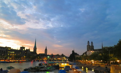 Fototapeta premium Sunset in Zurich. Switzerland