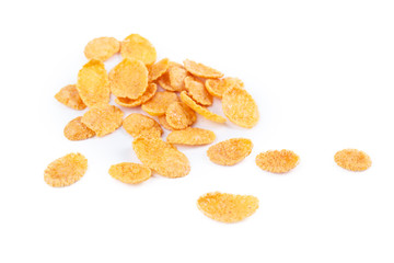 Corn flakes assortment isolated on white background