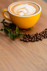 Coffee. Cappuccino. Good morning concept. Cup of coffee with milk