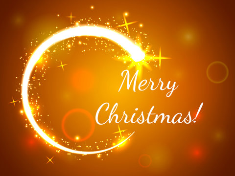 Glowing circle with Merry Christmas text. Vector illustration