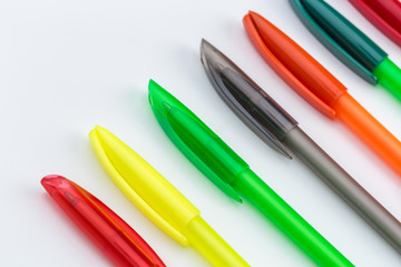 Set of pens isolated on white background