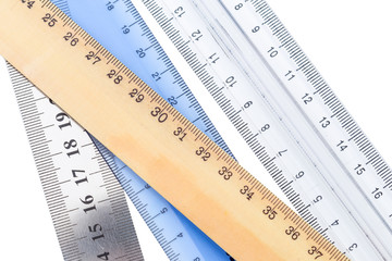 Set of measuring rulers isolated on white background