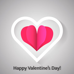 Heart shape with drawing 3d paper cut effect. Vector illustration