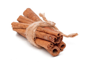 Cinnamon sticks isolated on white background