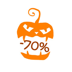 Halloween Sale Badges and Labels with Percentage Discounts on White Background