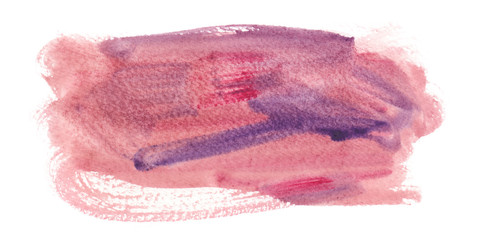 Dark pink and purple brush strokes painted in watercolor on clean white background