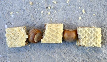 Wafers with cacao cream and nuts
