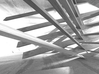 Fototapeta premium Dark concrete empty room. Modern architecture design