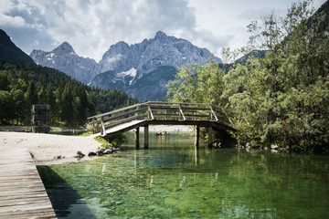 beautiful scenic lake jasna in summertime, kranjska gora, slovenia