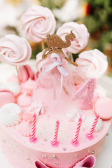 Obraz na płótnie Canvas Princess pink birthday cake