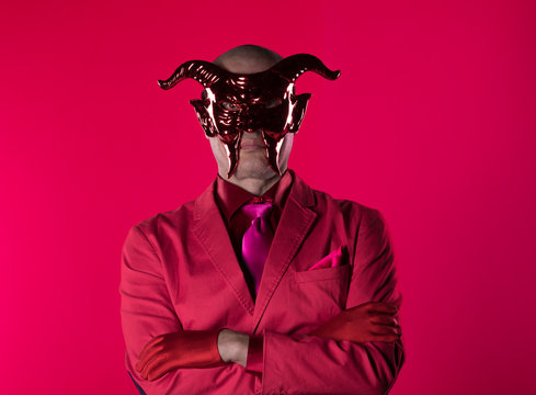 man in a devil mask halloween