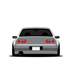Cartoon japan tuned car isolated. Back view. Vector illustration © monkylabz