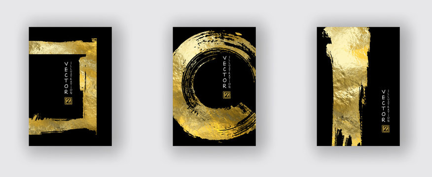 Vector Black And Gold Design Templates Set