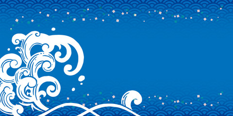 波　背景　青　横