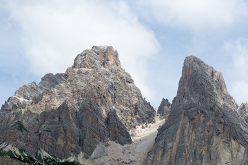 Detail of the majestic peaks of the high mountains in the italian Alps range, in particoular in the Dolomites.