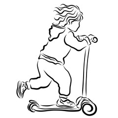 Activities, kid riding a scooter, sport and game