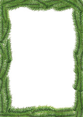 Christmas tree frame. Greeting card vector template.