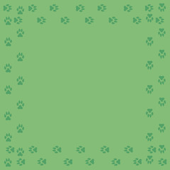 Frame with dog tracks isolated on white background. Vector illustration.