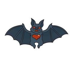 Halloween cartoon bat with heart.Vector illustration,isolated.