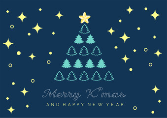 flat christmas tree background vector