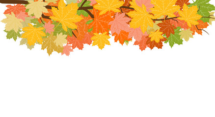 Abstract Vector Illustration Background with Falling Autumn Leaves.