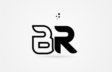 black and white alphabet letter br b r logo icon design