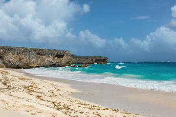 Rocks on the Bottom beach. Bottom Bay is one of the most beautiful beaches on the Caribbean island of Barbados.