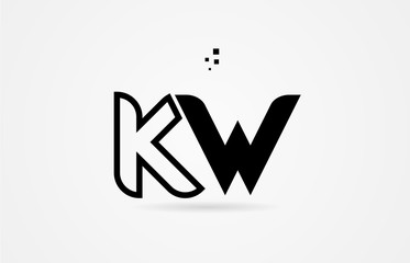 black and white alphabet letter kw k w logo icon design - obrazy, fototapety, plakaty