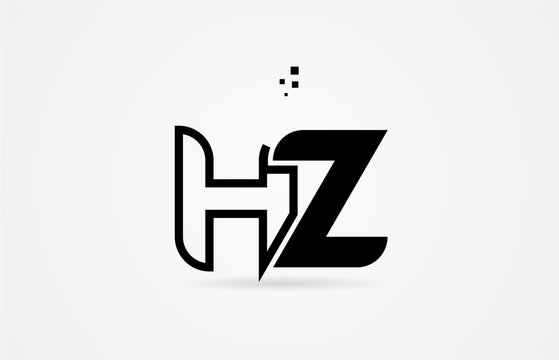 black and white alphabet letter hz h z logo icon design