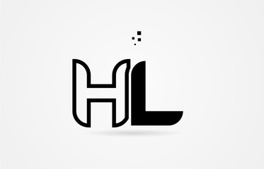 black and white alphabet letter hl h l logo icon design