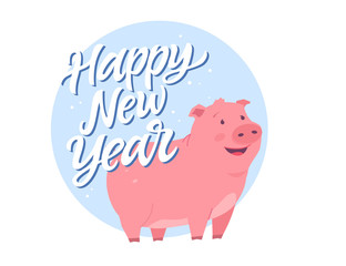 Happy New Year - modern cartoon character illustration