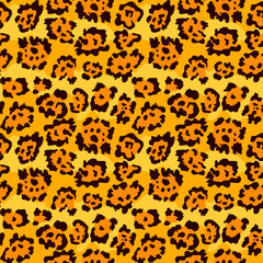 Seamless leopard fur pattern. Vector animal skin background. .