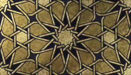 Islamic decorative pattern with golden artistic texture.