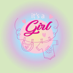 It's a Girl. Baby shower greeting card