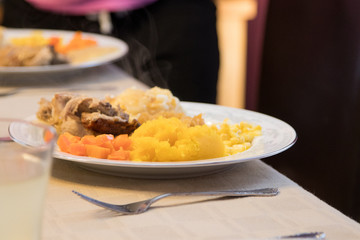 plate of food steaming hot