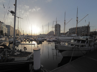 Fototapeta premium The marina of Oostende at sunrise.
