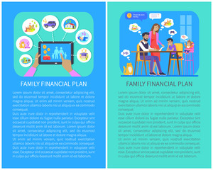 Family Financial Plan Set Vector Illustration