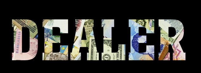 dealer Different Worlds Banknotes. Background for business. Money concept