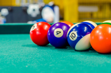 Billiard balls on the table for the game